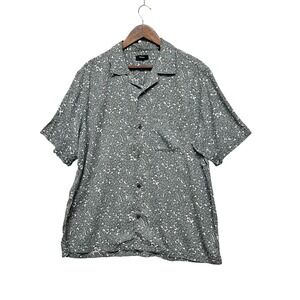 Theory Mens‎ Shirt Size XL Geometric Floral Print Button Up Short Sleeve Pocket
